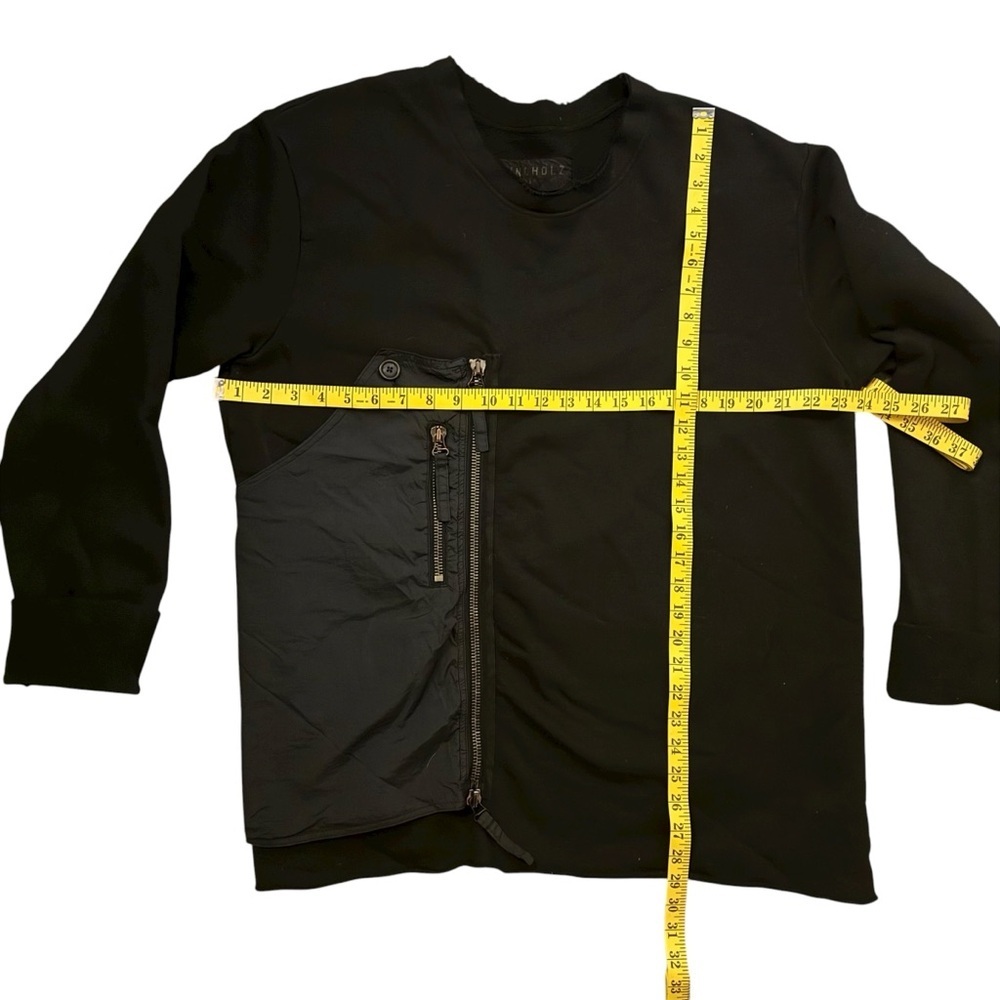 Black Oversized Sweatshirt with Nylon Zipper Pocket Detail - Picture 5 of 7